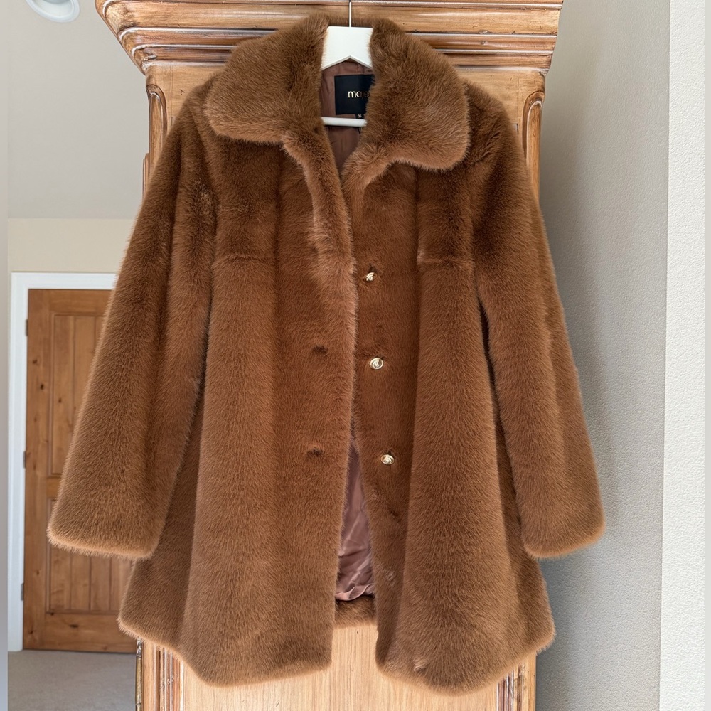 NWT Maje mid-length faux fur coat, size US S/FR 36